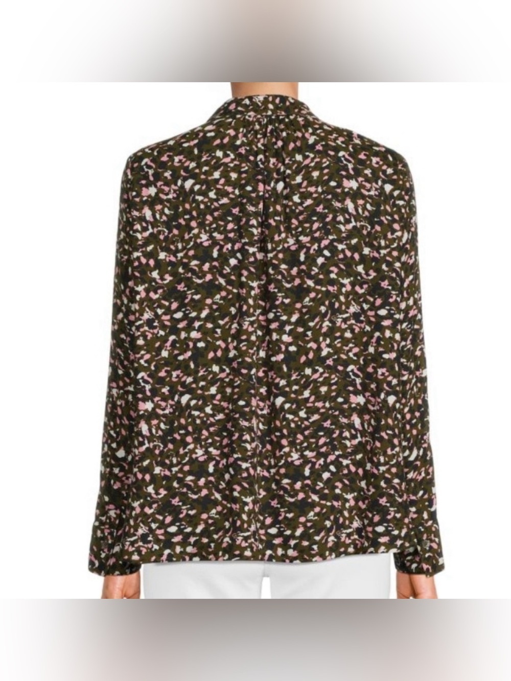 Zadig & Voltaire Paris Tink Leo Olive Abstract Blouse Size Medium - Picture 2 of 9
